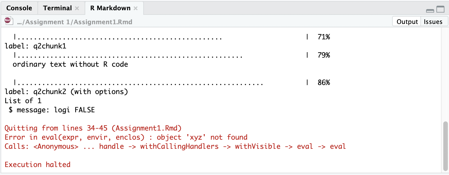 Knitting Stopped by an Error
