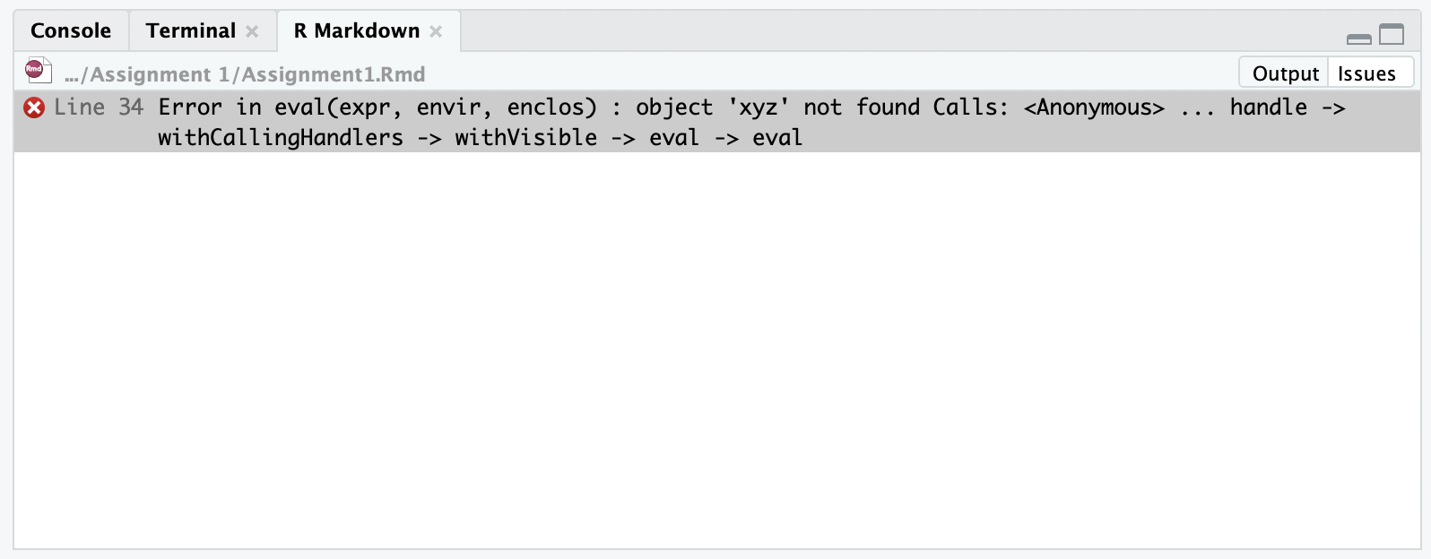 Knitting Stopped by an Error in the Issues Screen